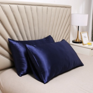 【บลูไดมอนด์】2-piece Pure Emulation Silk Satin Pillowcase Comfortable Pillow Cover Pillowcase For Bed Throw Single Pillow