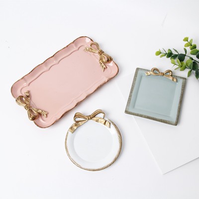 Nordic Creative Home แผ่นเค้กเรซินจานขนมผีเสื้อ Knot สินค้าในครัวเรือนหัตถกรรมถาด - รูปที่ 6