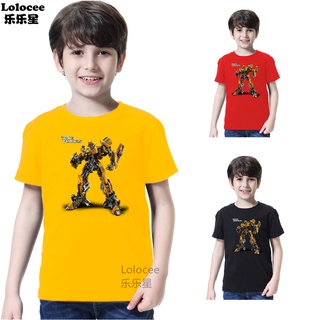 เสื้อยืดแขนสั้น พิมพ์ลายการ์ตูนกราฟฟิค Transformers BumbleBee สําหรับเด็กทุกเพศ