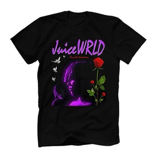 tshirtเสื้อยืดคอกลมฤดูร้อนเสื้อยืดลําลอง แขนสั้น พิมพ์ลาย Juice Wrld Lucid Dreams Rose สีดํา แฟชั่นสําหรับสตรีSto4XL