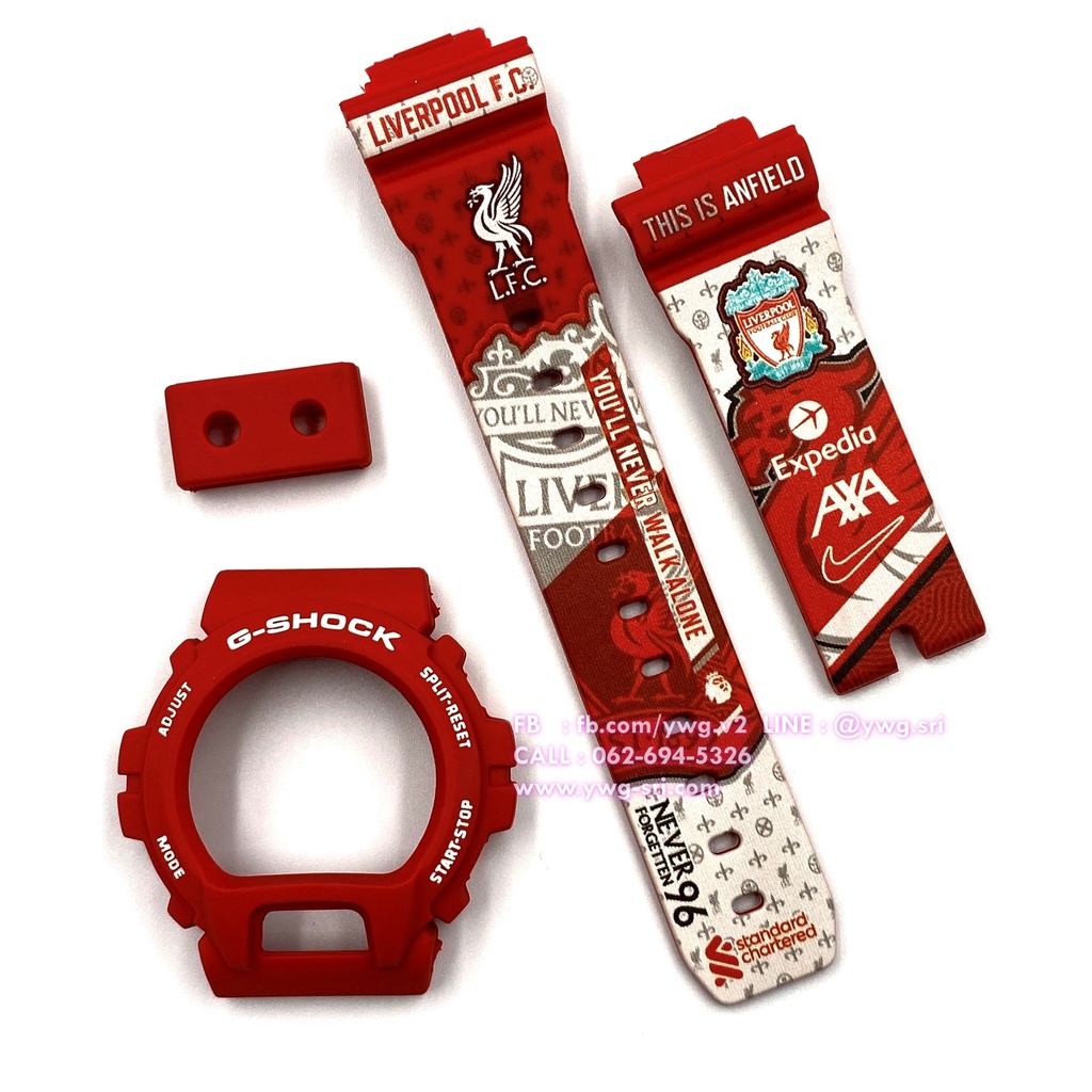 กรอบสาย G-SHOCK แท้✅ สีแดงด้าน สกรีนลาย Liverpool ใส่ได้กับรุ่น DW-6900 สายนาฬิกาข้อมือ สินค้าคุณภาพ