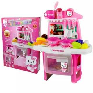 ping toys สีชมพูลายหมี ของเล่นเด็กKitchen Set！