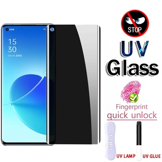 UV ฟิล์มกันเสือก ฟิล์มกระจก เต็มจอ กันมองกันเสือก OPPO Reno 10 8T 6 5 4 Find X5 X3 X2 Pro Plus Pro+ 4G 5G 2023