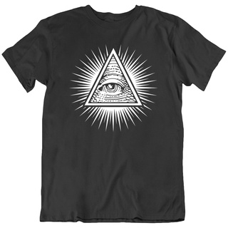 เสื้อยืด พิมพ์ลาย Illuminati All Seeing Eye Of God Pyramid Mason Inspire สไตล์ฮิปฮอป