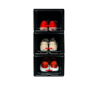 Sneakerpro กล่องรองเท้าเซต 3 ชิ้น Black Edition ฝาหน้าสไลด์ ซ้อนได้หลายชั้น