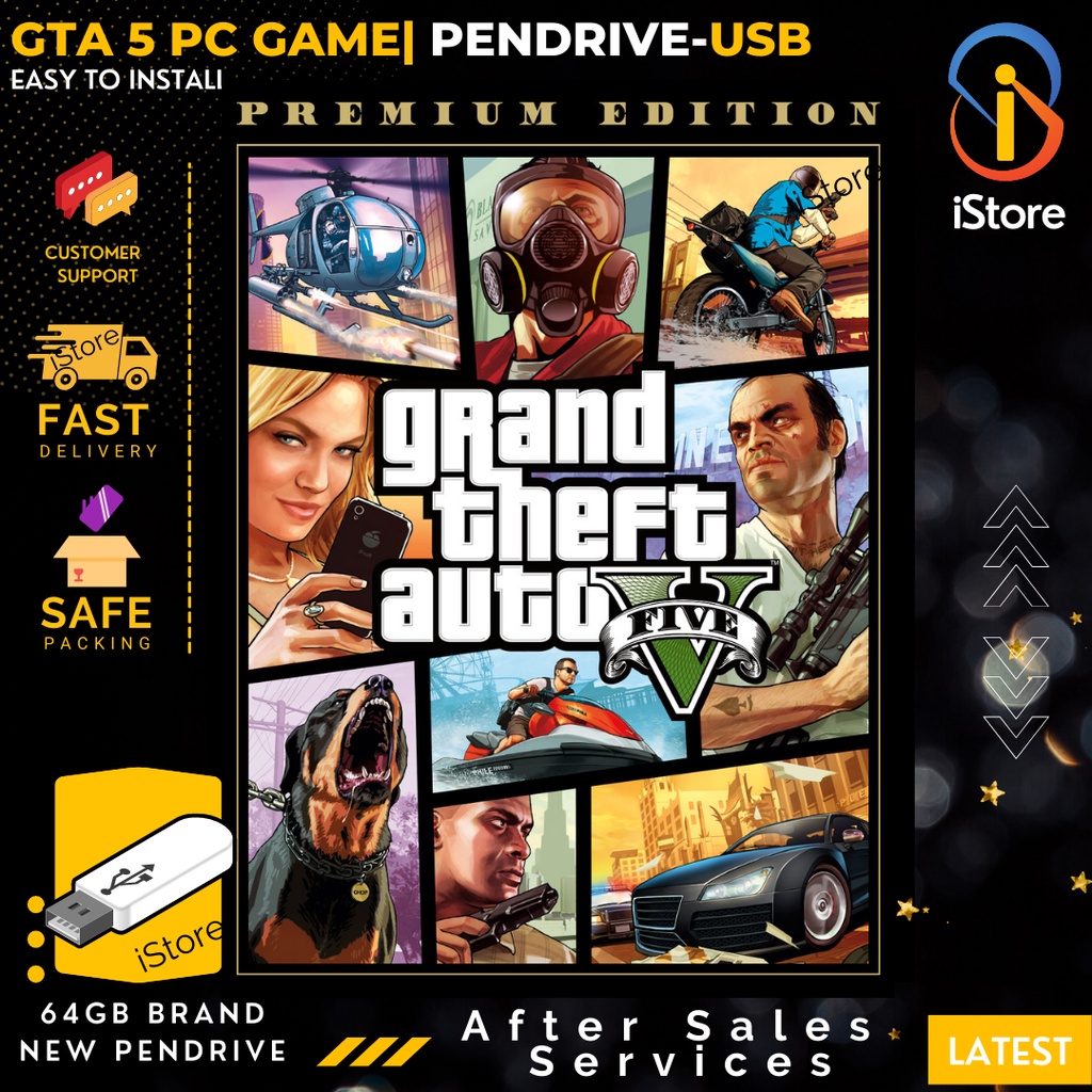 Grand Theft Auto V gta 5 ตัวติดตั้ง Pendrive USB 64GB PC เกม พร้อมติดตั้งวิดีโอเกม gta 5