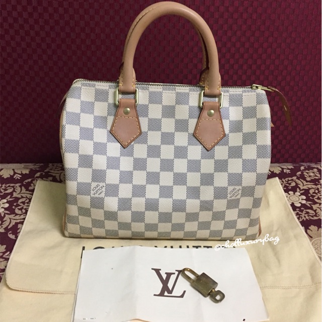 (Sold out)Lv speedy25 Azur แท้100% อปก.ถุงกระดาษ ถุงผ้า กุญแจแม่ลูก ใบเสร็จจริง สนใจ line:callmeying