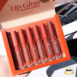 เซ็ตลิป 6 แท่ง ลิปกลอส ให้ความชุ่มชื้น กันน้ำ ไม่ติดแมส HENGFANG LIP GLOSS SILKY&amp;LASTING ลิปจุ่มเนื้อแมท ติดทนนาน lip