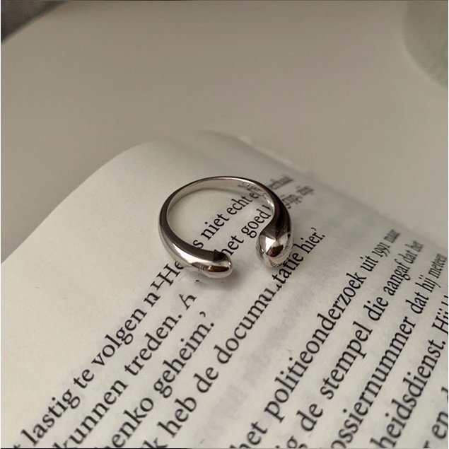 แหวนเปิด รูปหยดน้ํา ทรงเรขาคณิต เข้ากับทุกการแต่งกาย สไตล์เกาหลี สําหรับผู้หญิง - รูปที่ 4