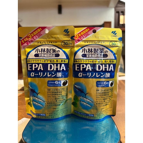 บำรุงสมองและหัวใจหลอดเลือด Kobayashi EPA DHA a-Linolenic acid 180แคปซูลX2ถุง ของแท้ 100% จากญี่ปุ่น