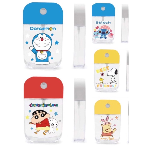 แบบใหม่ ฝาหมุน ขวดเปล่าใส่แอลกอฮอล์น้ำ ลายสกีนหรืองานปั้ม 3D น่ารักมาก ขนาด 50ml. แถมฟรีกรวย