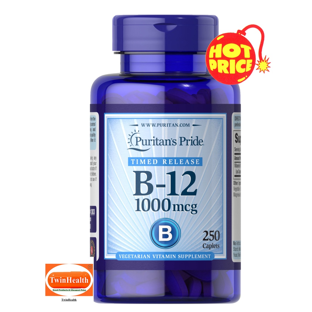 Puritans Pride Vitamin B 12 1000 Mcg Timed Release 250 Caplets