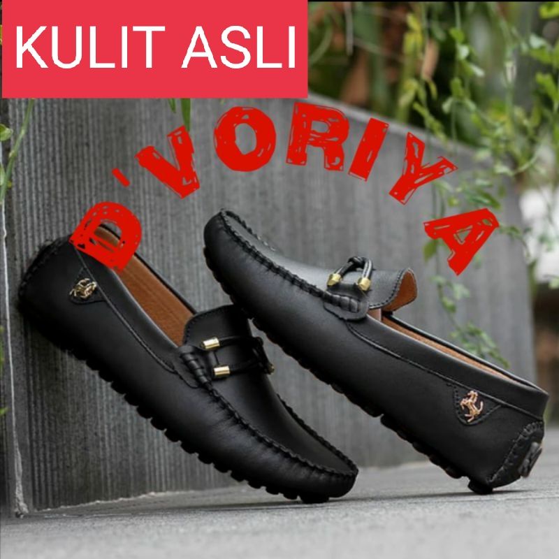 รองเท้าหนังของแท้อย่างเป็นทางการ LOAFER CASUAL WORK OFFICE RELAXED LOAFER SLIP ON MEN WOMEN FERRARI 