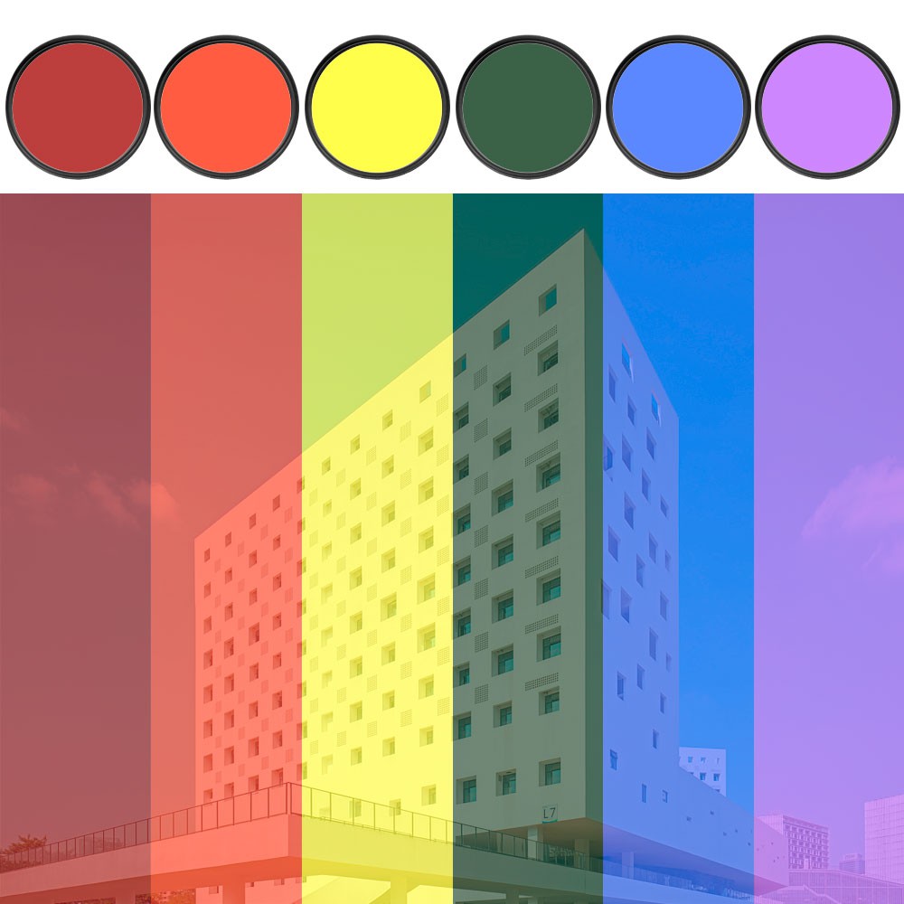 Filter Accessories Red Orange Yellow Green Blue Purple ฟิลเตอร์เต็มสี 37 40.5 43 46 49 52 55 58 mm