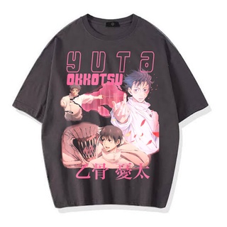 เสื้อยืดแขนสั้น พิมพ์ลายอนิเมะ JUJUTSU KAISEN YUTA Ockotsu VINTAGE TEE โอเวอร์ไซซ์ สีเทาเข้ม