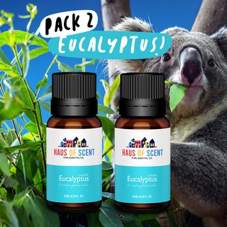 (แพคคู่)น้ำมันหอมระเหย ยูคาลิปตัส  (EUCALYPTUS) 10 ml. (Pure Essential Oil) -  น้ำมันอโรม่า น้ำมันหอมใส่เครื่องพ่นอโรม่า