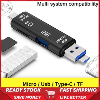 [Ready To Ship] 5 In 1 Type C Otg Micro USB To USB 3.0 Tf Sd Card Reader Adapter