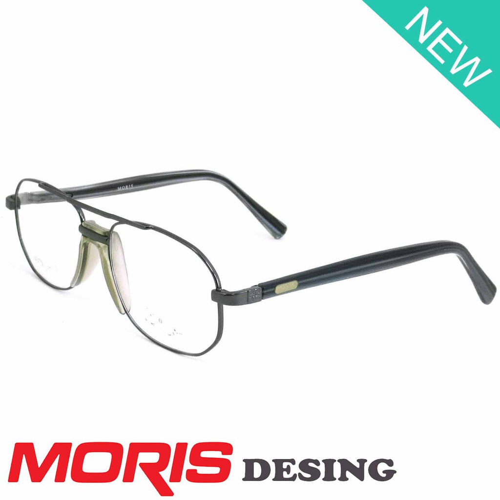 Moris แว่นตา รุ่น 2757 สีเทา กรอบเต็ม ขาสปริง วัสดุ สแตนเลส สตีล (สำหรับตัดเลนส์) กรอบแว่นตา Eyeglas