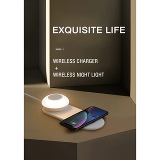 ไฟกลางคืน MOON SHADOW Intelligent LED Night Light Bedroom Bedside Wireless Charging Eye Protection Night Lamp โคมไฟ LED