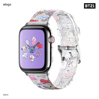 elago BT21 Clear Apple Watch Strap for All Apple Watch series 1, 2 ,3 ,4 , 5, 6, 7, 8, SE, Ultra (สายนาฬิกา)