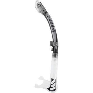 Decathlon CRESSI ท่อหายใจรุ่น ALPHA ULTRA DRY (ซิลิโคนใส, ท่อสีดำ/เงิน)