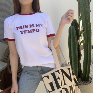 (พร้อมส่ง) เสื้อยืดลําลอง แขนสั้น " THIS IS MY TEMPO " T-Shirt เสื้อยืดโอเวอร์ไซส์ oversize สำหรับผู้หญิง