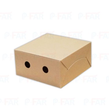 กล่องอาหารว่างใหญ่ เจาะรูข้าง วอลนัท แฮนเมด ขนาด 12.5x16.5x6.5 ซม. จำนวน (100ใบ) HE048_INH108