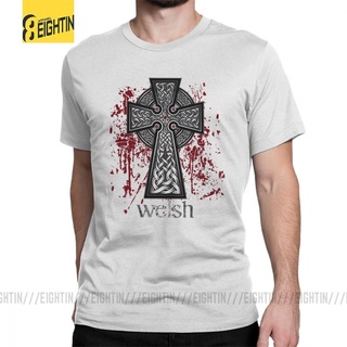 เสื้อยืดครอปเสื้อยืดแขนสั้น ผ้าฝ้ายบริสุทธิ์ พิมพ์ลาย Welsh Celtic Cross Viking Valhalla Odin สไตล์เรียบง่าย สําหรับผู้ช