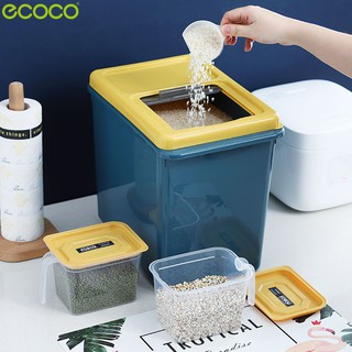 ecoco ถังข้าวสาร ถังเก็บข้าวสาร กล่องใส่ข้าวสาร กล่องข้าวสาร กล่องเก็บข้าวสาร พร้อมถ้วยตวง