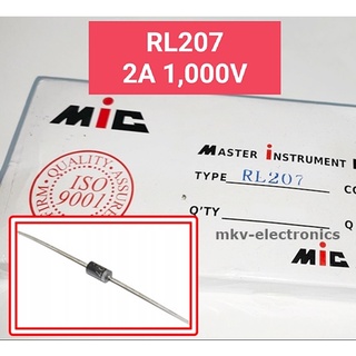 (50ตัว) RL207 , Rectifier Diode 2A 1000V DO-15 (รหัสสินค้า M01597)