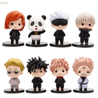 ┋♨Lanfy ฟิกเกอร์ Anime Jujutsu Kaisen Q Version Jujutsu Kaisen 8 ชิ้น / ชุดสําหรับตกแต่งบ้าน