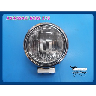 KAWASAKI BOSS 175 HEADLIGHT with "CHROME" HEADLIGHT CASE  // ไฟหน้าชุด พร้อม ฝาครอบไฟหน้า กะโหลกไฟหน้า สีชุบ