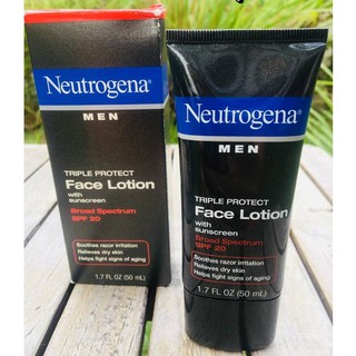 Neutrogena® Men, Triple Protect Face Lotion with Sunscreen SPF 20 50mL โลชั่นไม่เหนียวเหนาะหนะ