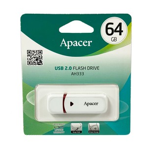 Apacer AH333 USB2.0 แฟลชไดร์ฟ 64GB สีขาว (Apacer AP64GAH333W-1)