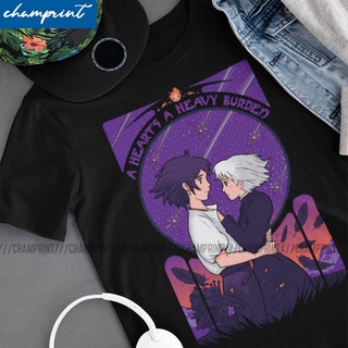 เสื้อยืดครอปเสื้อยืด พิมพ์ลายอนิเมะ Howls Moving Castle A HeartS A Heavy Burden สําหรับผู้ชายS-5XL