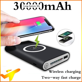 Power Bank 30000mAh Wireless Portable Charging 2 USB Phone External Battery Charger Poverbank for iphone and Android