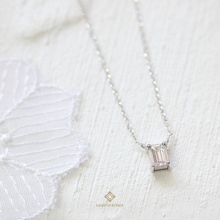 Gems Heritage :จี้เพชรเม็ดเดี่ยวพร้อมสร้อย จี้เพชรทรง emerald cut เพชรแท้น้ำ 99 vvs1 นน.0.25 cts. (PDWG044)