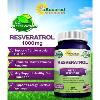 ✴️100% Natural Resveratrol - 1000mg Per Serving Max Strength (180 Capsules) Antioxidant Supplement ✴️