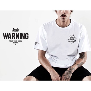 เสื้อทหาร ลายน่ารัก ☌Just Say Bad ® เสื้อยืด รุ่น Warning สีขาว เสื้อยืดผู้ชาย แขนสั้น M L XL 2XL TS