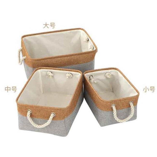ตะกร้าเก็บของ  ผ้าฝ้ายและผ้าลินินแบบพับได้ มีหูหิ้วทั้งสองด้าน มีสีต่างๆให้เลือก - รูปที่ 5