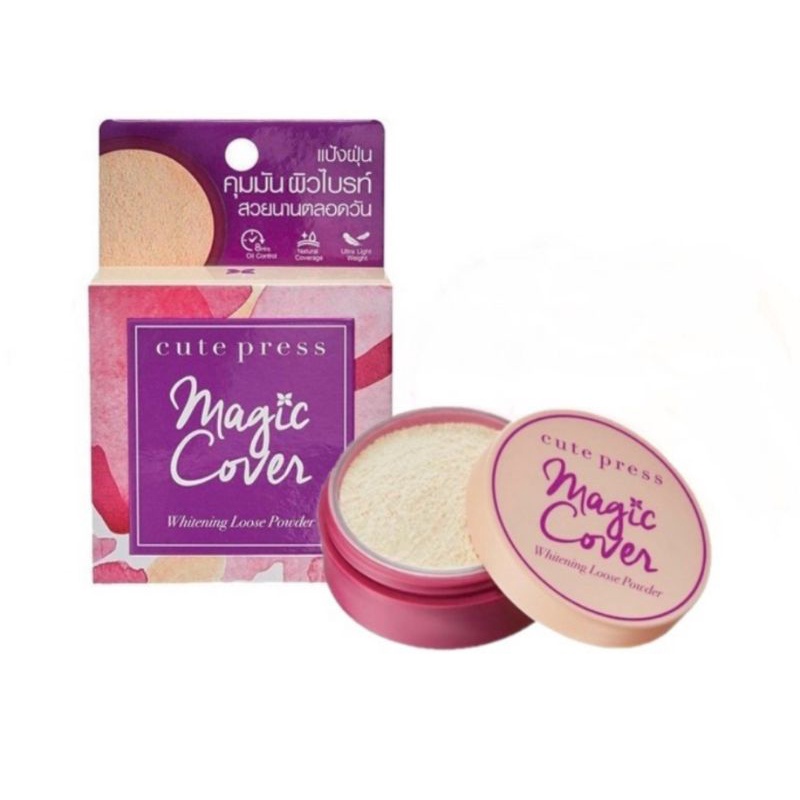 Cute PressSale สุดคุ้มแป้งฝุ่นแถมฟรีรองพื้น Magic Cover Whitening Loose ...
