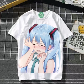 เสื้อยืดแขนสั้น พิมพ์ลายการ์ตูนอนิเมะ Hatsune Miku สองมิติ สไตล์ญี่ปุ่น สําหรับผู้ชาย และผู้หญิง