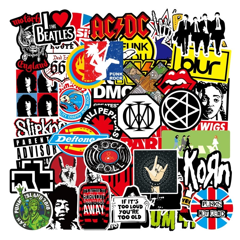 สติ๊กเกอร์รวม-วงร็อค(Rock)ชื่อดัง100ชิ้นแบบไม่ซ้ำติดแน่นกันน้ำ<พร้อมส่ง>