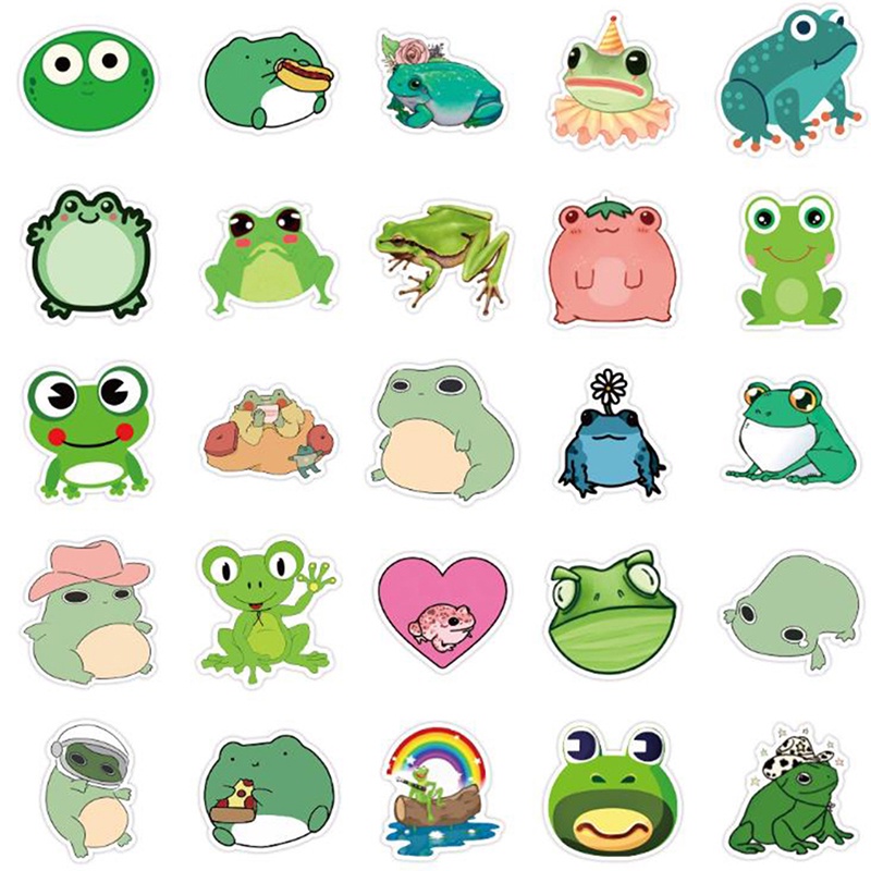 Colorfulswallowfly 50Pcs Cute Cartoon Frog Stickers Laptop Phone ...