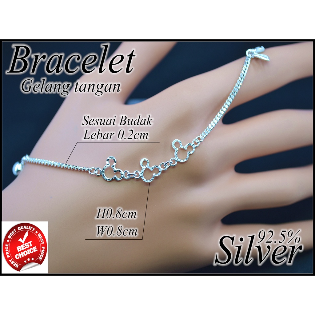 สร้อยข้อมือเงิน 925 สําหรับเด็กสร้อยข้อมือ Gelang Tangan Budak Perak