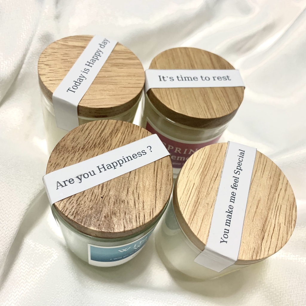 (❤️TZ7Z5G ลดทันที 40.-)เทียนหอม ไขถั่วเหลือง ขนาดแก้วพร้อมฝาไม้ (ขนาด 60 ml.) - Soywax Candle with wooden lid หอมนานกว่