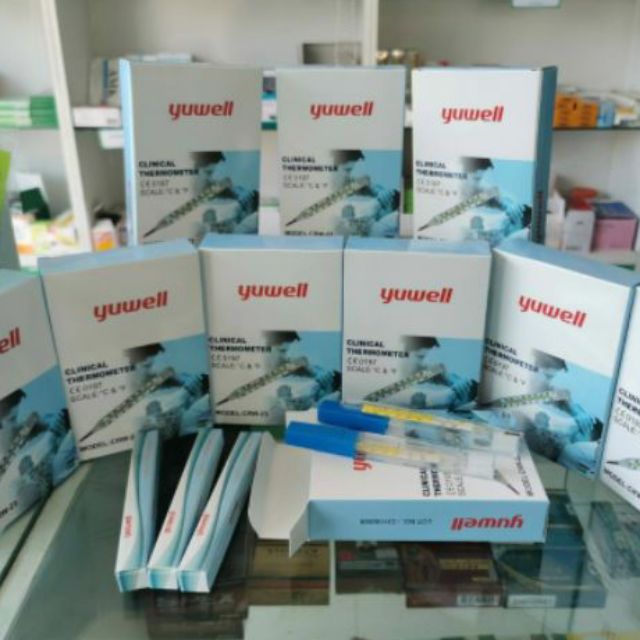 ปรอทวัดไข้ หลอดแก้ว ยกโหล yuwell 1โหล (12ชิ้น) clinical thermometer 12 pie