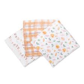 Lulujo ชุดผ้าอ้อมมัสลินคอตตอน 3 Pack Cotton Muslin Swaddles - Beige birds