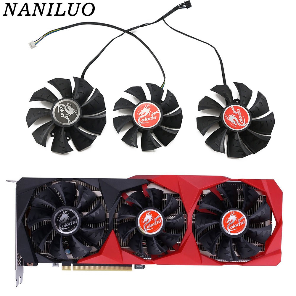 88 มม.RTX 3060 3070 3080 3090 พัดลมคูลเลอร์สําหรับสีสัน Geforce RTX 3060 3070 3080 Ti 3090 NB 12G-V 