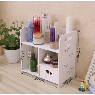 Mini Shelf ชั้นวางของไม้สีขาวขนาดเล็ก ฉลุลายดอกไม้